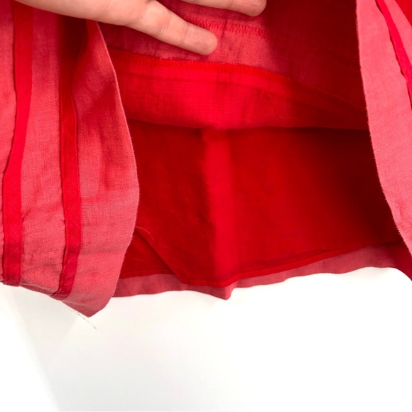 BODEN Carousel Shift Dress 100% Linen 8 WH353 Coral Pink Red Short Sleeve Women - Picture 6 of 9